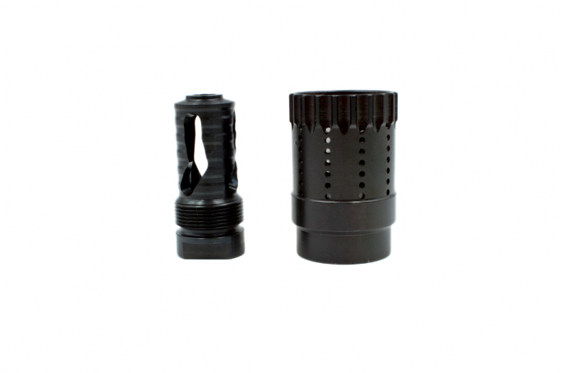 AR15/M4 Pistol Muzzle Device Set: Dissipator Sleeve & 3 Slot Brake, 1/2 x 28